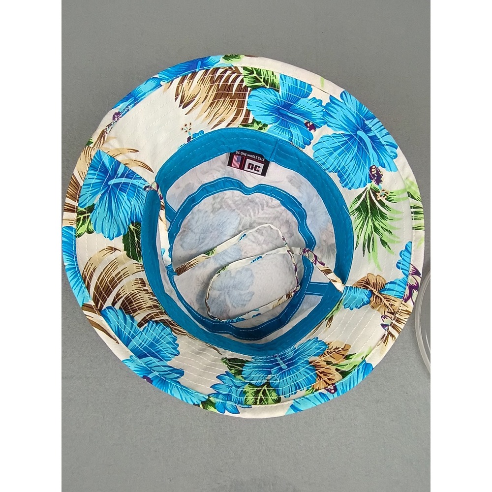 DC One Wholesale Washington DC Floral Bucket Hat Blue Hibiscus Tropical Sun Hat - Picture 3 of 6